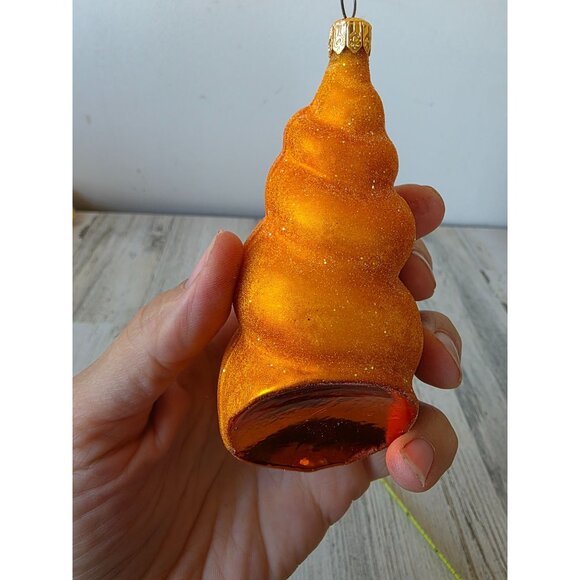 Radko vintage yellow sea swirl seashell shell glitter Beach ornament glass Hawai - Picture 3 of 9